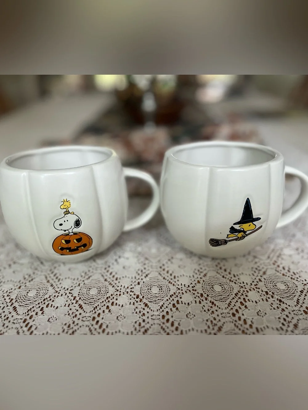 Williams Sonoma Snoopy and Woodstock Mugs